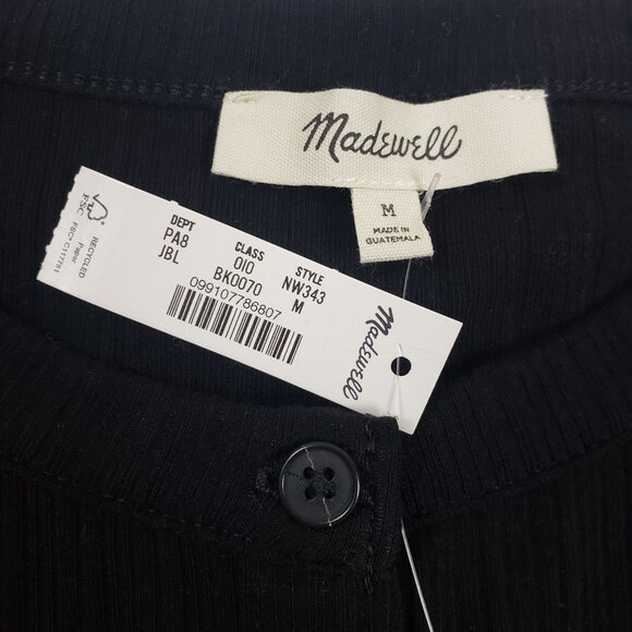 Madewell Flared-Sleeve Cardigan Women’s Medium Black Button Front Sweater Top - Picture 2 of 16